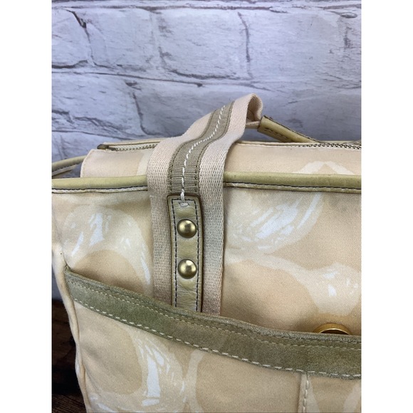 Coach Signature Print Tote Bag Purse Satchel Handbag Designer Tan - Picture 8 of 10